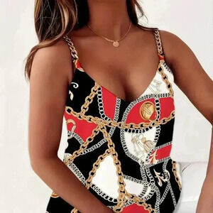 Vintage Chain Strap Cami Top (Color: Mixed Color)